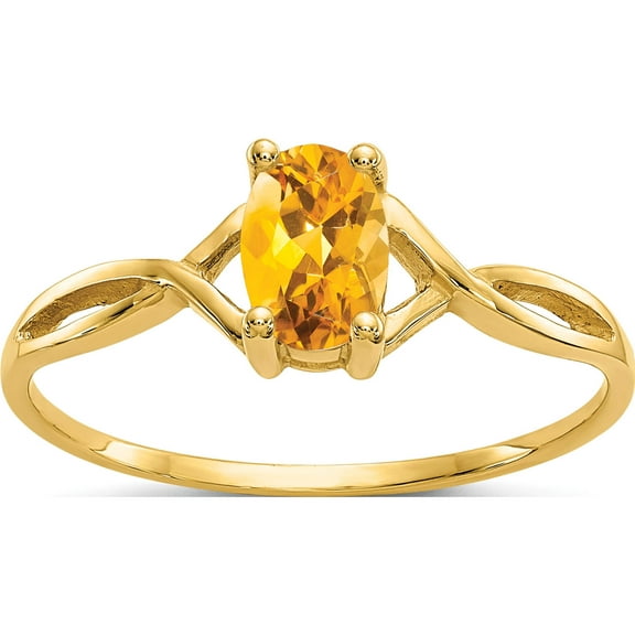 14K Yellow Gold Citrine Birthstone Ring (Size 7) Made In India xbr236