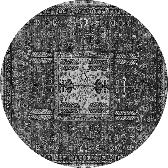 Ahgly Company Indoor Round Oriental Gray Industrial Area Rugs, 4' Round