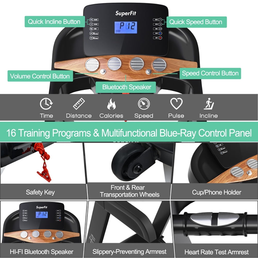Topcobe 3.75HP Electric Folding Treadmill with Auto Incline 12 Program APP Control, Indoor Fitness Equipment, Modern Sports Equipment