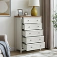 thumbnail image 5 of Tabaray 44" Storage Cabinet with Five Drawers,Modern 5 Drawers Dresser,Organizer Cabinet with Wooden Surface for Living Room,Beige, 5 of 9