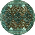 thumbnail image 1 of Ahgly Company Indoor Round Persian Turquoise Blue Traditional Area Rugs, 3' Round, 1 of 4