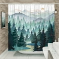 thumbnail image 3 of Watercolor Misty Forest Shower Curtain Set, Green Nature Woodland Theme Pine Tree Shower Curtains for Bathroom, Rustic Mountain Bathroom Decor Polyester Fabric-72" x 72", 3 of 6
