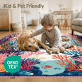 thumbnail image 4 of ODIKA 4'x6' Washable Area Rug Coral Ocean with Turtles Design Vibrant Sea Life Motif Fish and Kelp for Home Office, Under Desk, Non-Slip Chair-Friendly, Flatwoven, 4 of 7
