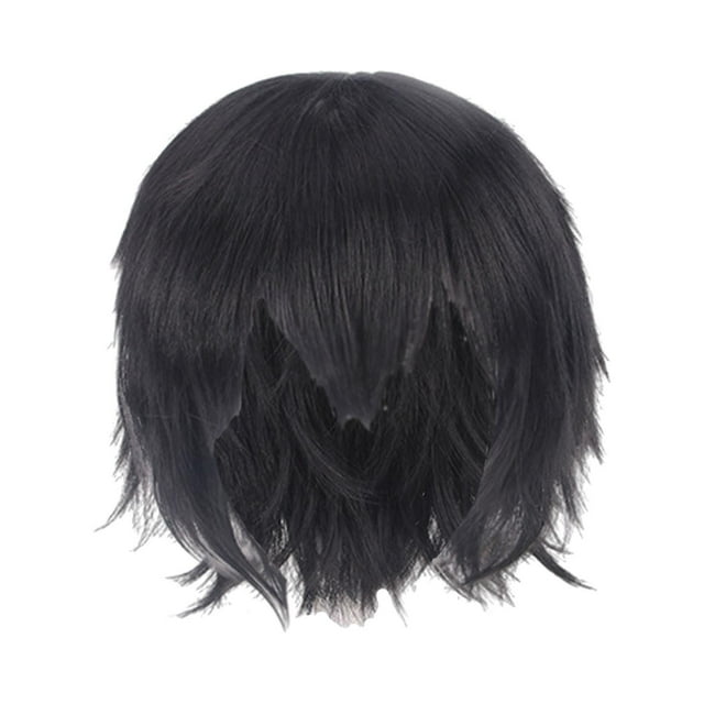 Peluca de cosplay jinwen peluca corta práctica para fiesta de disfraces de club masculino negro