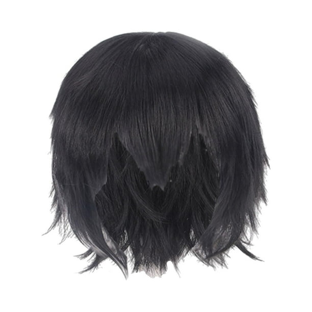Peluca de cosplay creativa, portátil, ligera, de regalo, con capas, para disfraz de Halloween. Negro