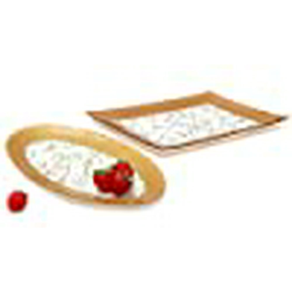 GAC Tempered Glass Tray Square Glass Platter and Rectangular Serving