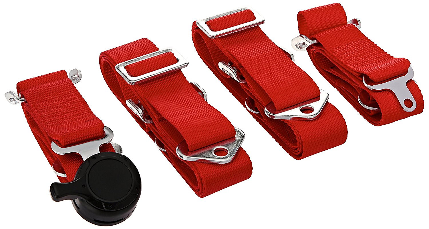 SpecD Tuning RSB4PTREDRS Red Seat Belt Harnesses, 2" Inches Wide, 4 Point Camlock Cam Lock