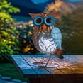 thumbnail image 4 of Outdoor Statue,Solar Owl Statue: Crackle Glass Globe Light, Metal Garden Sculpture for Lawn Porch Patio Outside Garden Decor, 4 of 6