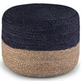 thumbnail image 3 of Simpli Home Lydia 18 inch Wide Boho Round Pouf in Navy and Natural Hand Braided Jute, 3 of 3