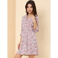 thumbnail image 4 of Vestido camisero vintage Allegra K con estampado floral Rosa oscuro XS, 4 of 6