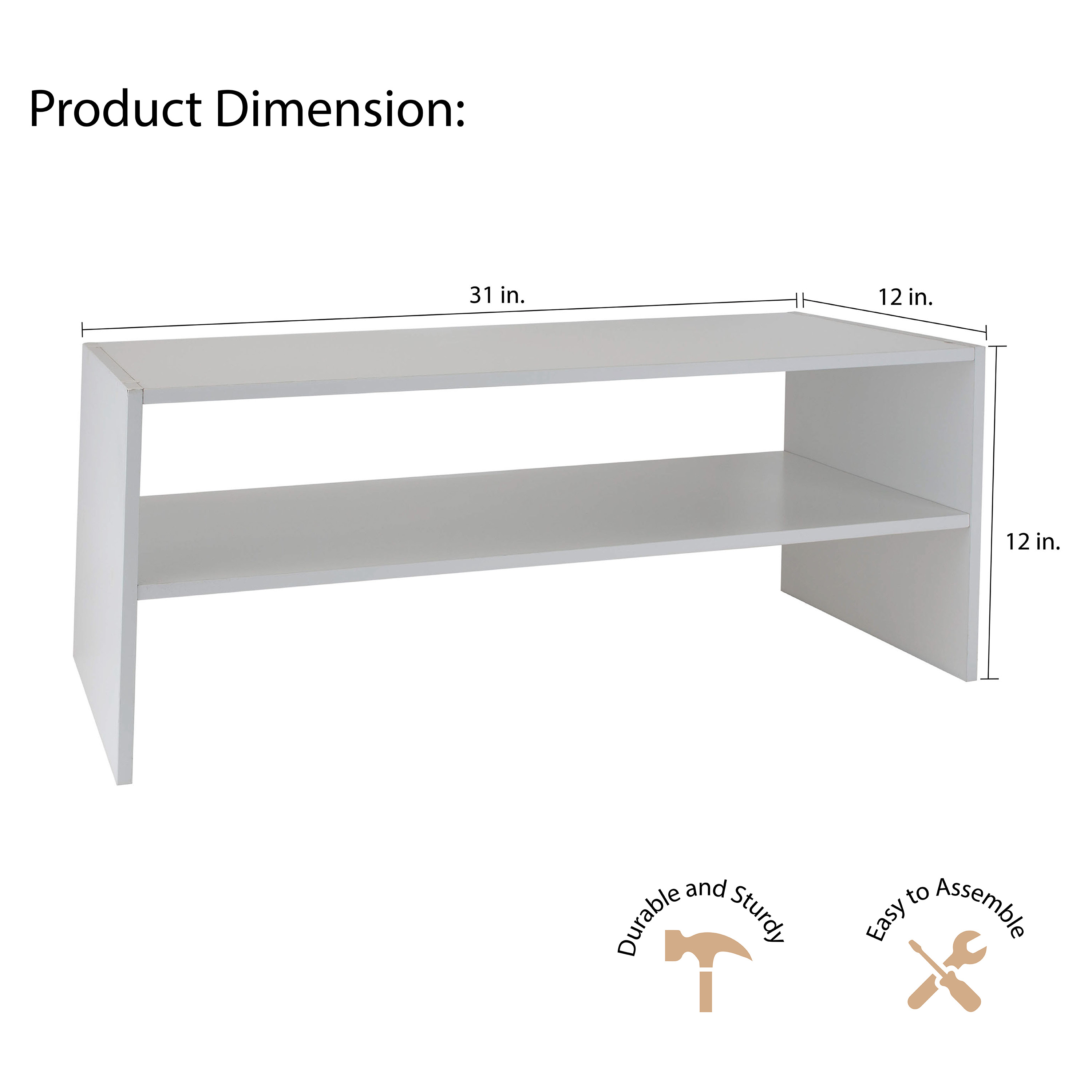 Organize It All 2 Shelf Stackable Shoe Rack in White