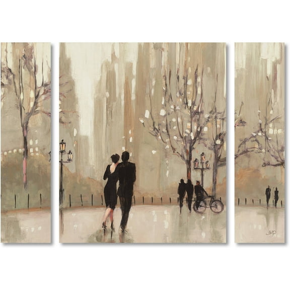 Trademark Fine Art "An Evening Out Neutral" Canvas Art by Julia Purinton Three Panel Set