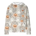 thumbnail image 4 of Qiopertar Women's Halloween Hoodie Graphic Print Long Sleeve Crewneck Loose Casual Pullover Tops Fall Party Holiday Top, Khaki XXL, 4 of 7