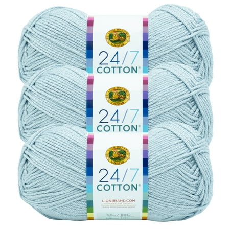 UPC: 0842093129240 | Lion Brand Yarn 24-7 Cotton Cool Grey Medium Mercerized Cotton Grey Yarn 3 Pack