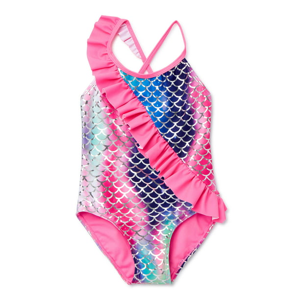 XOXO - XOXO Girls Mermaid Asymmetrical Ruffle One-Piece Swimsuit, Sizes ...