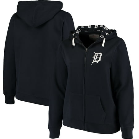 Baseball Pennant Race Detroit Tigers Soft as a Grape Women's Plus Size Pennant Race Full-Zip Hoodie - Navy ()