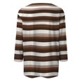 thumbnail image 4 of LWavelet Crew Neck Ombre Stripe Blouse Womens Plus Size 3/4 Sleeve Soft Loose Fit Versatile Top Brown 4XL, 4 of 5