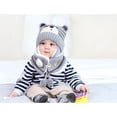 thumbnail image 2 of Gorro de invierno para bebé, bufanda cálida de invierno para niño pequeño, calentador de cuello, lindo conjunto de gorro y bufanda de punto, gorro con orejeras para bebé con bufanda, 2 of 4