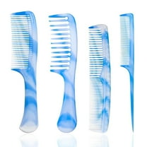 blue Hair Styling Combs Set - Wide-Tooth, Fine-Tooth, Rat Tail, and Dual Comb for Men and Women