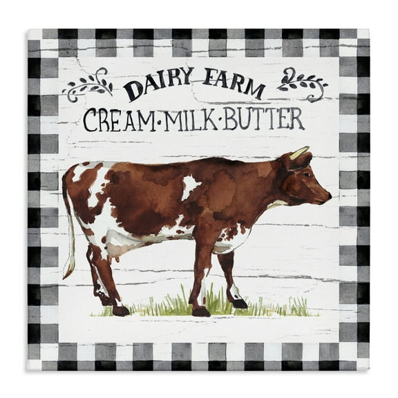 Stupell Industries Rustic Spring Cow Animals Painting Wrapped Canvas Art Print Wall Art, 17 x 17