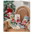 thumbnail image 4 of Medias navideñas de lino personalizadas de 4 piezas - cuadros, percha de medias navideñas, bolsa de medias navideñas, conjunto de decoración de mantel de árbol de Navidad, 4 of 5