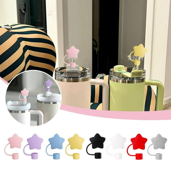 Ruifaya Straw Cover Caps,Lovely Star Straw Covers Toppers,Dust-Proof Straw Toppers,Reusable Cute Pr Straw Lids Silicone Tips