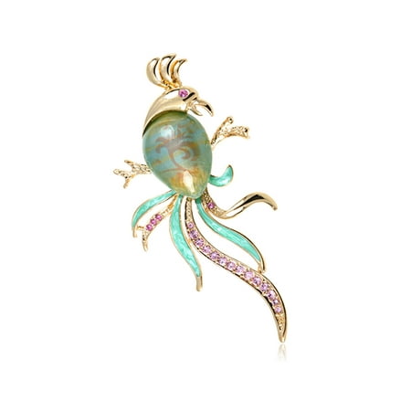 - Crystal Elements Large Agate Bodied Fierce Phoenix Bird Pin Brooch