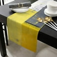 thumbnail image 2 of Grey and Yellow Cotton Linen Table Runner Rectangle Plate Mat Outdoor Rug Runner for Coffee Dining Banquet Home Decor, Street Art Modern Grunge Abstract Design Squares Theme, 13 x 70 inch, 2 of 8