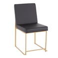 thumbnail image 2 of LumiSource Fuji Dining Chair Set of 2 - Gold/Black Faux Leather, High Back, 21.5" Wide, Contemporary Style, Indoor Use, Padded Seat &amp; Back, 2 of 6