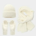 thumbnail image 5 of Beanie for Women Hat Scarf and Gloves Set Thick Soft Stretchy Knit Hats Fashion Winter Skull Cap for Cold Weather #02 White, 5 of 8