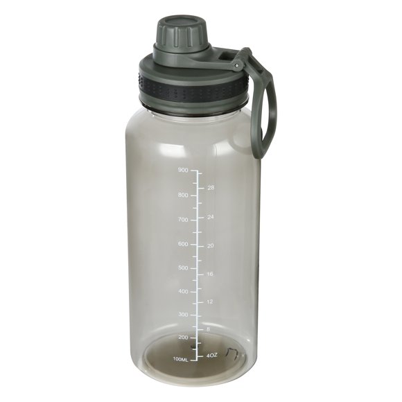 Mainstays 34 oz Black Plastic Wide Mouth Sports Water Bottle with Twist Top Lid