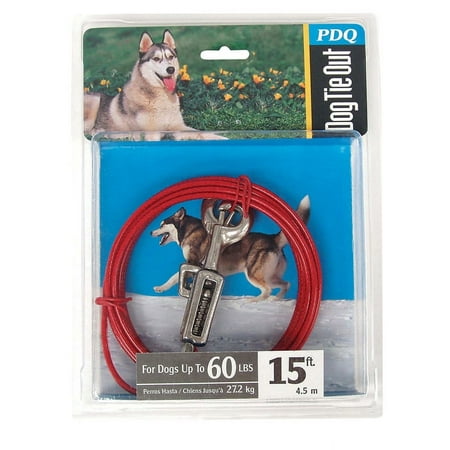 UPC: 0083929003772 | Boss Pet PDQ Red Tie-Out with Spring Vinyl Coated Cable Dog Tie Out Large