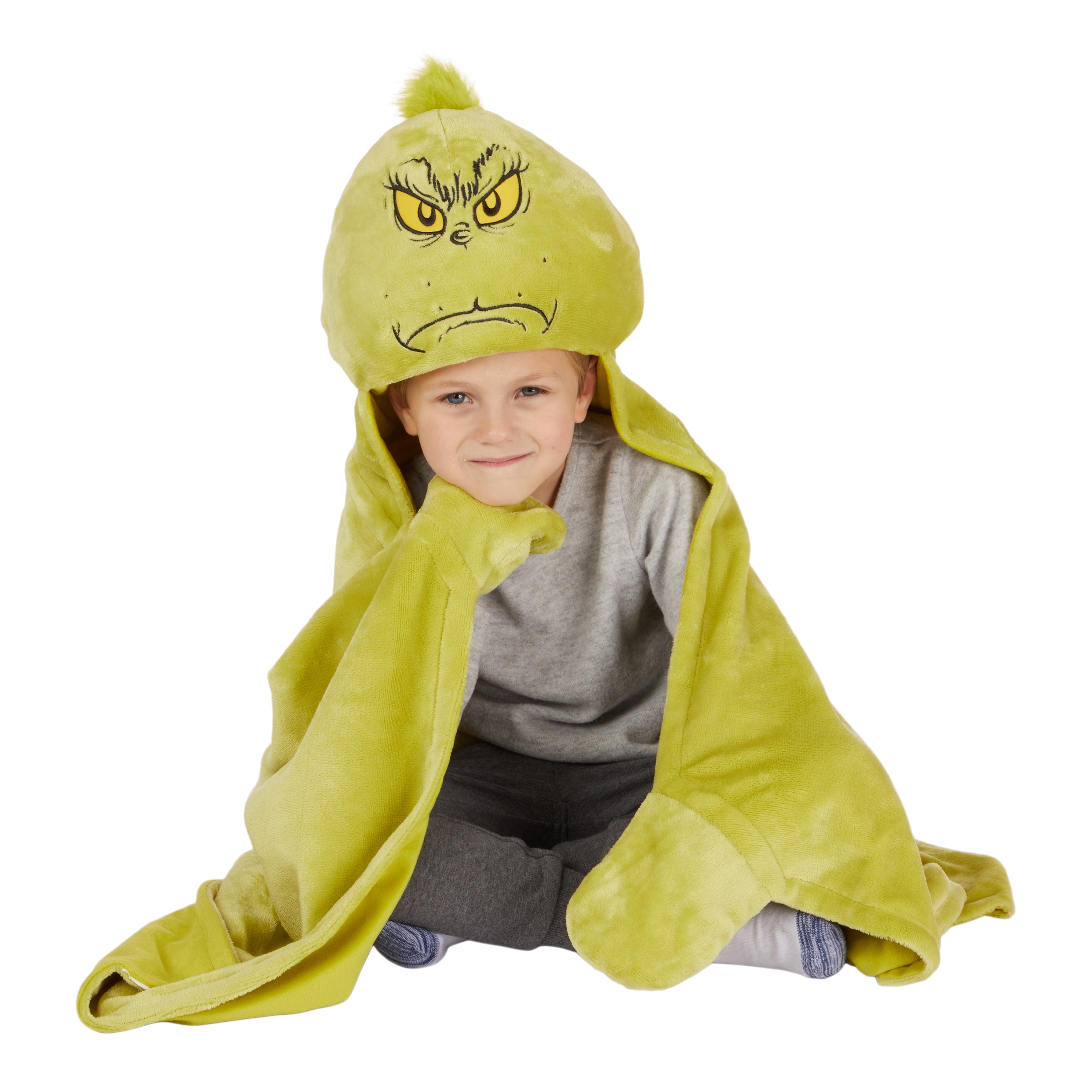 Grinch Kids Holiday Character Hooded Throw, 40” x 50”