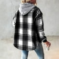 thumbnail image 5 of Women's Winter Casual Fashion Plaid Hooded Long Sleeve Wool Blend Outer Fleece Lined Thickened Button Closure Jacket Coat Top for Winter Daily Casual Outfits, 5 of 5