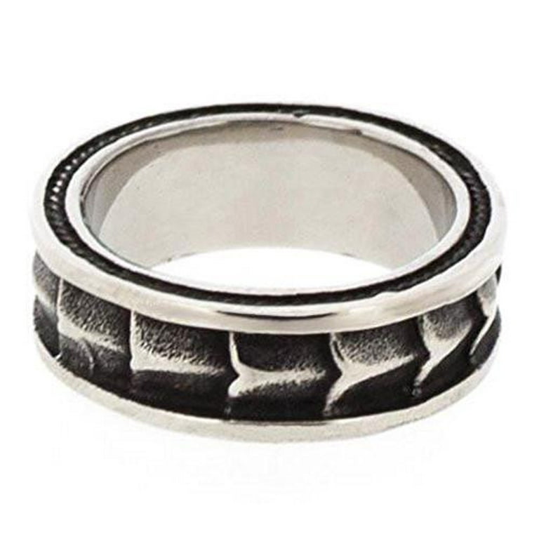 Edforce Stainless Steel Gothic Mens Ring with Dragon Scale Design