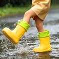 thumbnail image 2 of Tfken Toddler Rainboots Water Shoes Outdoor Play Mid-Calf Rain Boot Fashion Adjustable Drawstring Outerwear Cute Lightweight Kids Booties Footwear Size 3-4 Years Yellow, 2 of 5