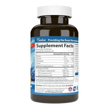 Carlson Elite Omega-3 Gems Natural Lemon 800mg - 60 Softgels