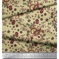 thumbnail image 3 of Soimoi Beige Modal Satin Fabric Floral & Paisley Decor Fabric Printed Yard 42 Inch Wide, 3 of 3