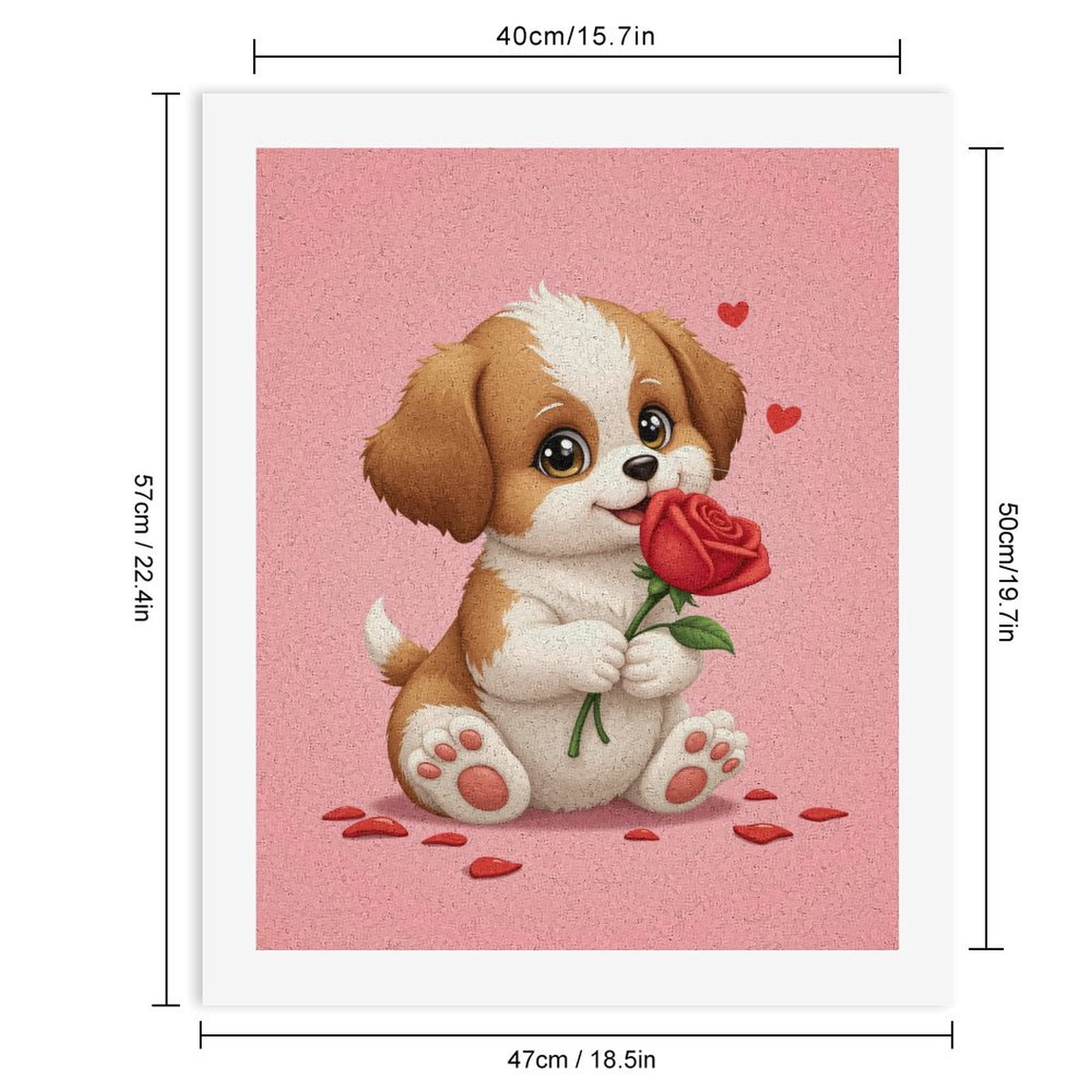 Paint By Numbers Kit for Adults Beginner - DIY Puppy Holding Red Rose Cute Art Canvas Painting Kits for Adults, Frameless Paint By Number for Adults for Home Wall Decor 16x20 Inch