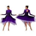 thumbnail image 6 of TiaoBug Women's Lyrical Dance Dress Gradient Color Chiffon Swing Modern Contemporary Performance Dress Purple M, 6 of 6