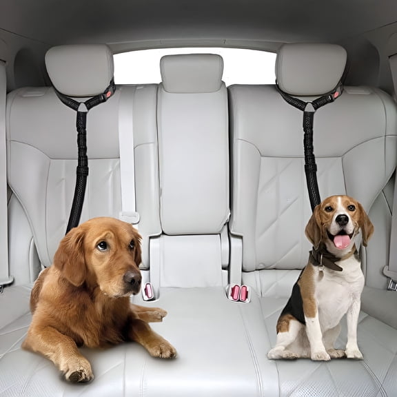 MELIVO Car Headrest Restraint Leashes for Dog, Adjustable Seatbelt Tether, Car Seat Belt for Pets, Dog Safety Belt Leash, Quick & Easy Installation, Works with Any Pet Harness Carabiner Swivel Bungee