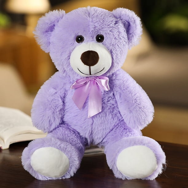 35cm Cartoon Colorful Teddy Bear Plush Toy For Children Stuffed Plush Animal Bear Doll Kids Baby Birthday Gift Wedding Party ToyPurple Deng Xun unisex
