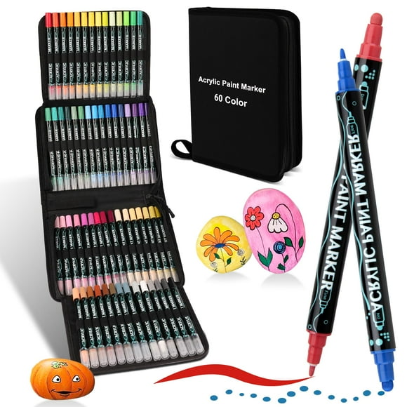 Rotuladores de pintura acrílica Colpart de 60 colores, bolígrafos de doble punta