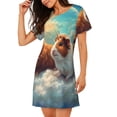 thumbnail image 2 of Haiem Cloud Guinea Pig Print Women’s Short-sleeved Nightdress – Comfortable and Loose-Fit Sleepwear, Soft Cotton Sleep Shirt for Relaxing, Casual Nightdress, 2 of 6
