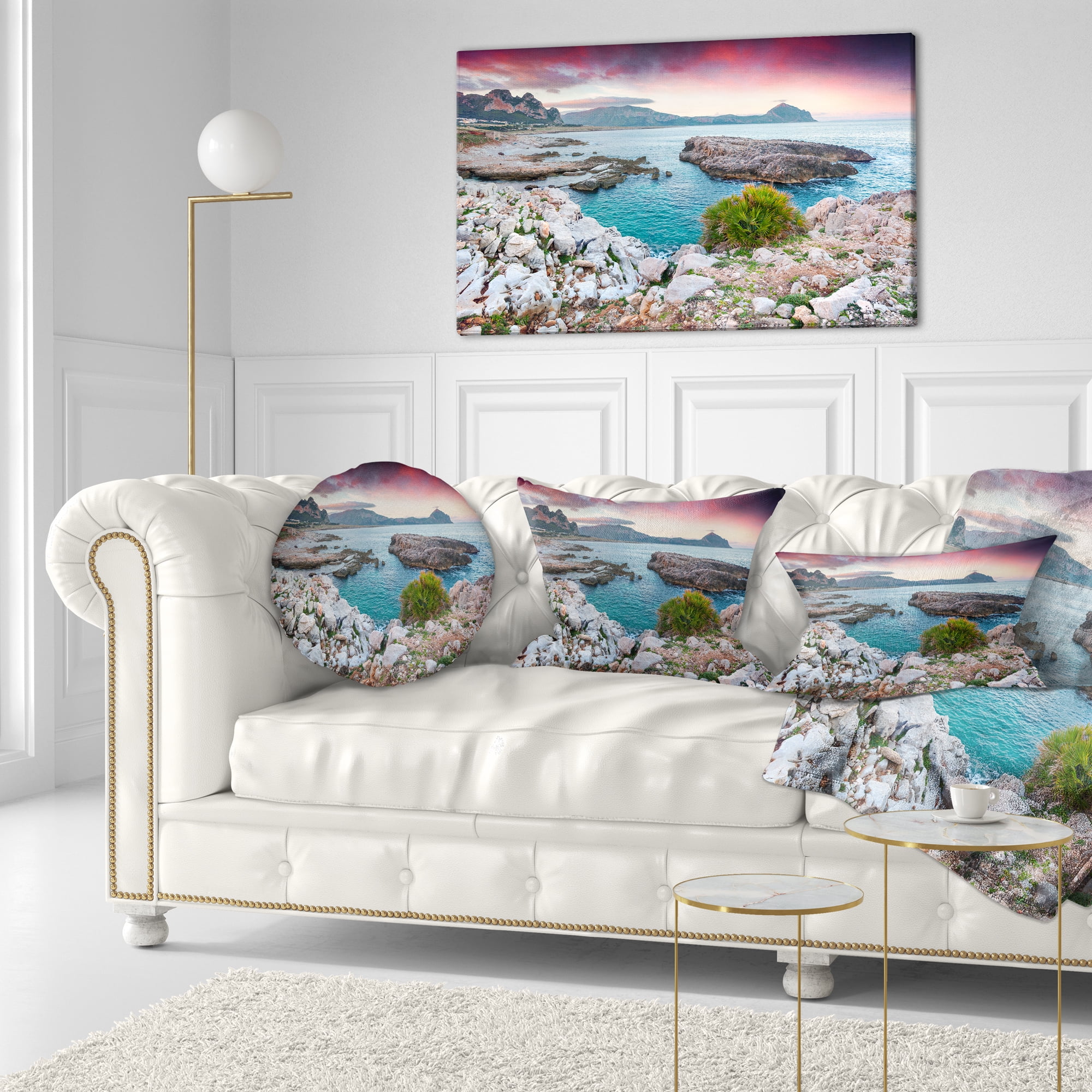 Designart Nature Reserve Monte Cofano - Landscape Printed Throw Pillow - 12x20