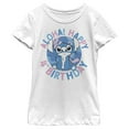 thumbnail image 1 of Disney Lilo & Stitch Stitch 4th Birthday Girl's Solid Crew Tee, White, Large, 1 of 4