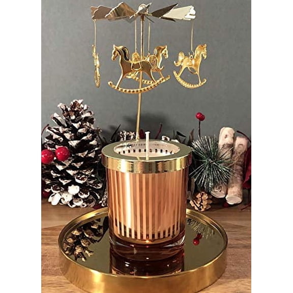 Carousel Spinning Candle Holder Decorations, Christmas Scent Soy Candle