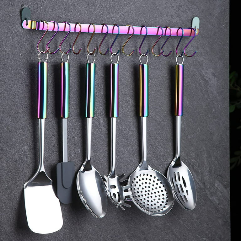 ReaNea 13 Pieces Shiny Stainless Steel Kitchen Utensils Set with Utensil  Holder 