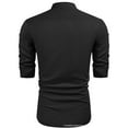 thumbnail image 6 of Frontwalk Mens Tops Hippie Shirts Roll Up Long Sleeve Tunic Shirt Men Regular Fit Blouse Button Down Black M, 6 of 7