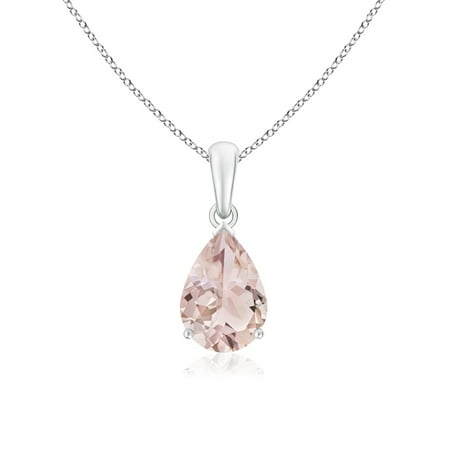 10x7mm Pear Pendant (Pear Shaped Morganite Solitaire Pendant Necklace in 950 Platinum (10x7mm Morganite) -)